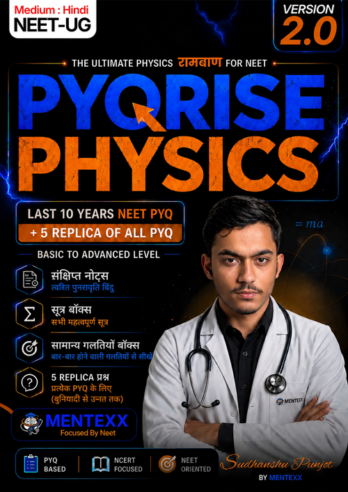 PYQRISE Physics 2.0 Hindi Medium front cover - NEET-UG Physics previous year questions book (हिंदी माध्यम) by Sudhanshu Punjot, MENTEXX